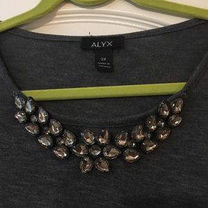 Dressy sweater with gem collar 2x